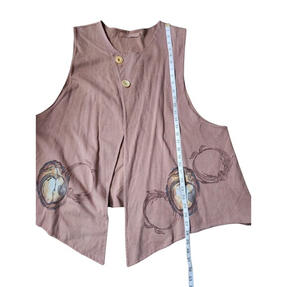 Blue Fish Vintage 90s Organic Cotton Relaxed Lagenlook Vest Boho Women's Brown - Picture 8 of 9
